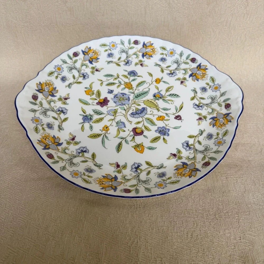 Vintage Handled Cake Plate Platter by Minton in Haddon Hall Blue